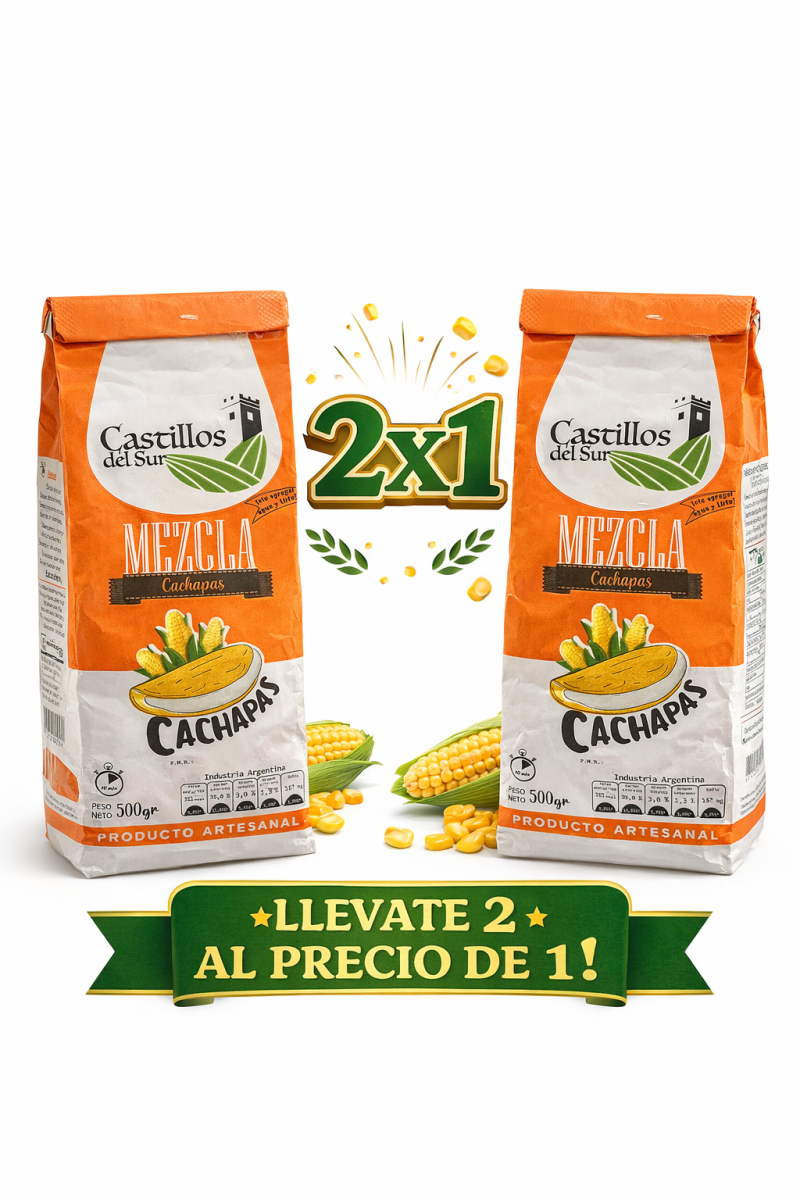 2x1 HARINA PARA CACHAPAS CASTILLOS DEL SUR 500G