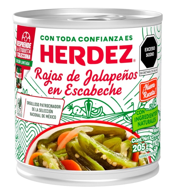 CHILE JALAPEÑOS EN RAJAS HERDEZ 205G LATA