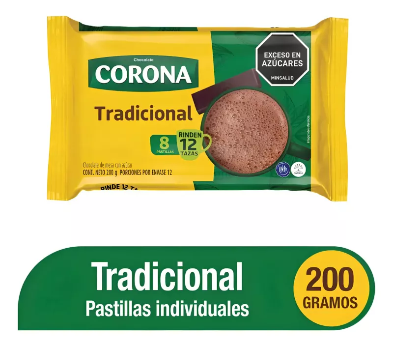 Chocolate Corona Tradicional X200gr 8 Pastillas Individuales