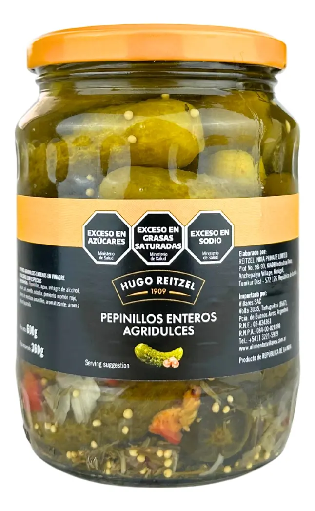 Pepinillos Agridulces Enteros Reitzel 600 G