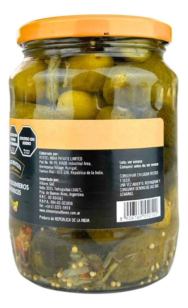 Pepinillos Agridulces Enteros Reitzel 600 G