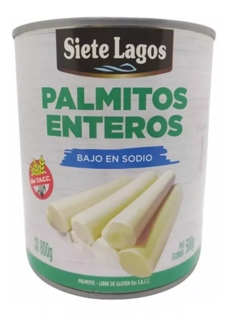 Palmitos Enteros Siete Lagos Bajo Sodio Sin Tacc X 800 G ECUADOR