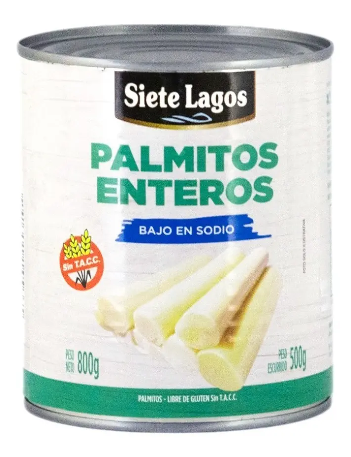 Palmitos Enteros Siete Lagos Bajo Sodio Sin Tacc X 800 G ECUADOR