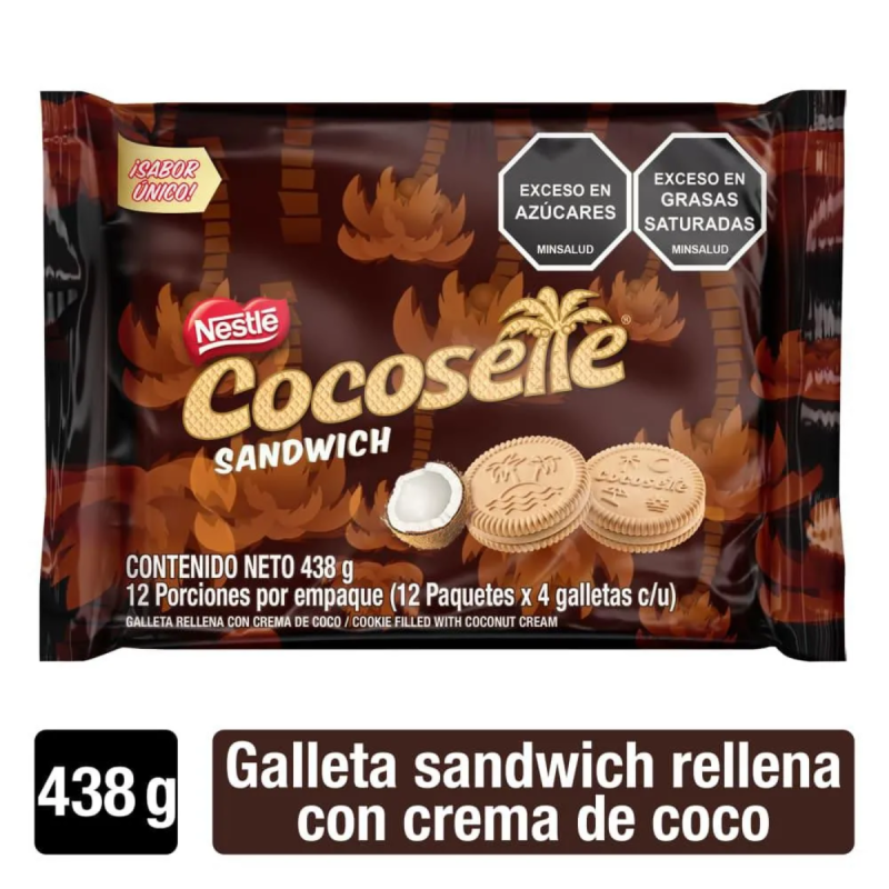 Cocosette Sandwich 12 paquetes x 4 galletas c/u