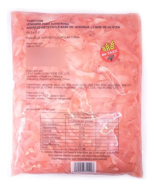 Jengibre Para Sushi Rosa En Laminas Gari 1kg Yuan Yuan