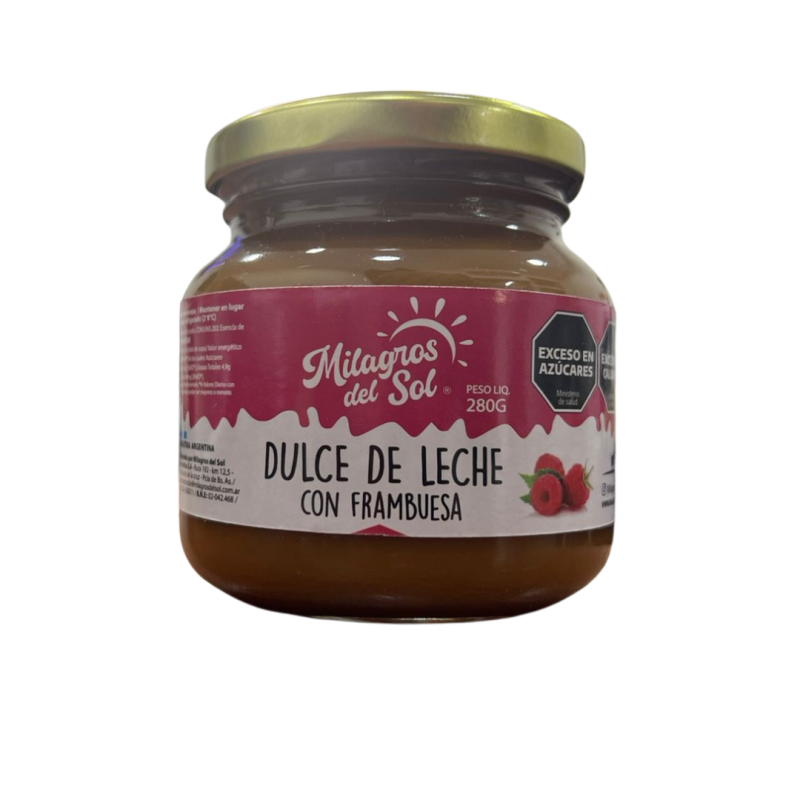 DULCE DE LECHE MILAGROS DEL SOL CON FRAMBUESA 280GR