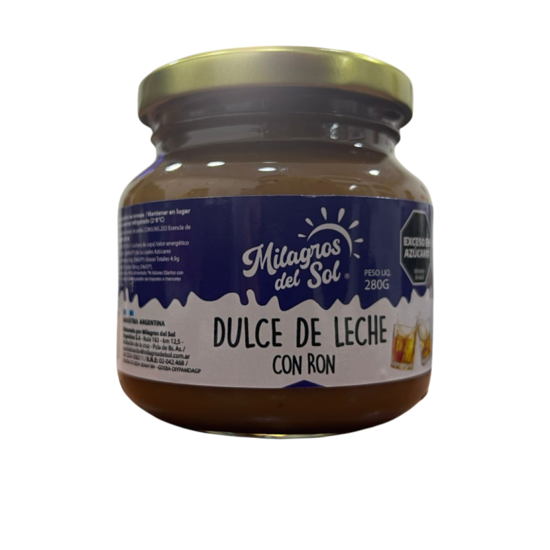 DULCE DE LECHE MILAGROS DEL SOL CON RON 280GR