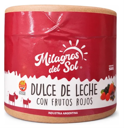 DULCE DE LECHE CON FRUTOS ROJOS 500GR MILAGROS DEL SOL