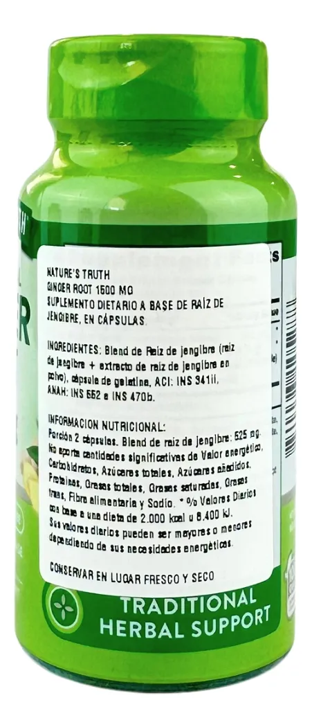 Jengibre Raiz Extracto Natures Truth 100 Capsulas