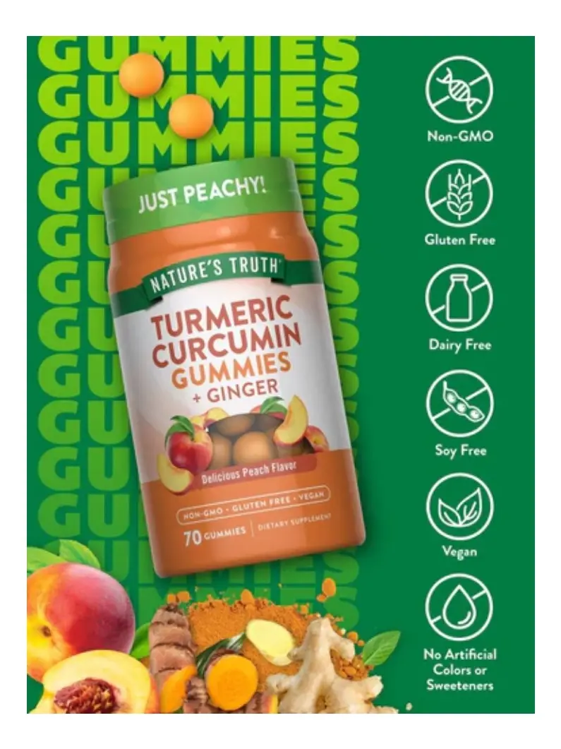 Suplemento Curcuma Y Jengibre Natures Truth 70 Gomitas