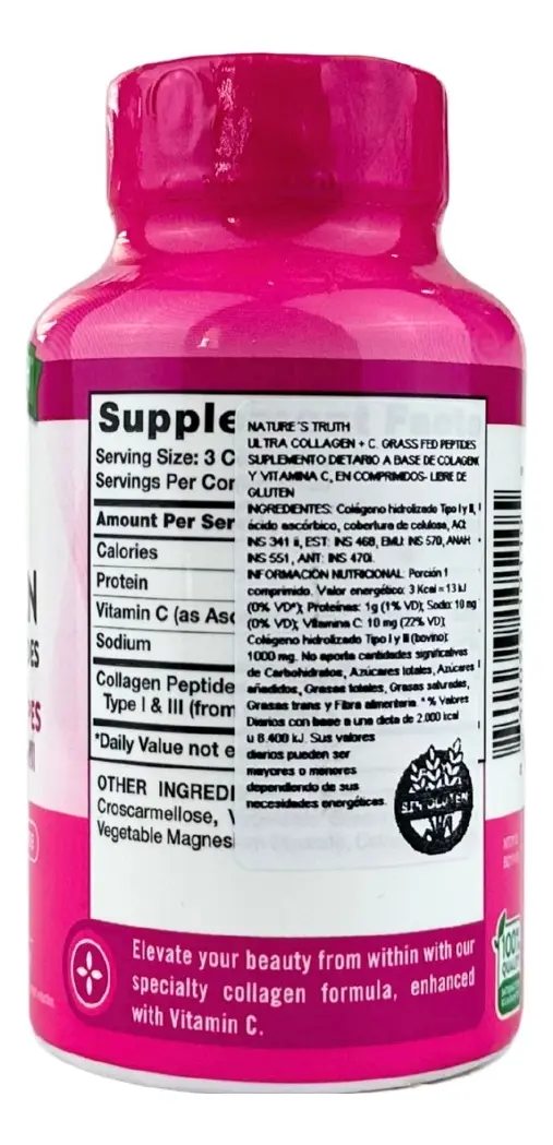 Ultra Colageno 3000 Mg + Vit C Natures Truth 90 Capsulas