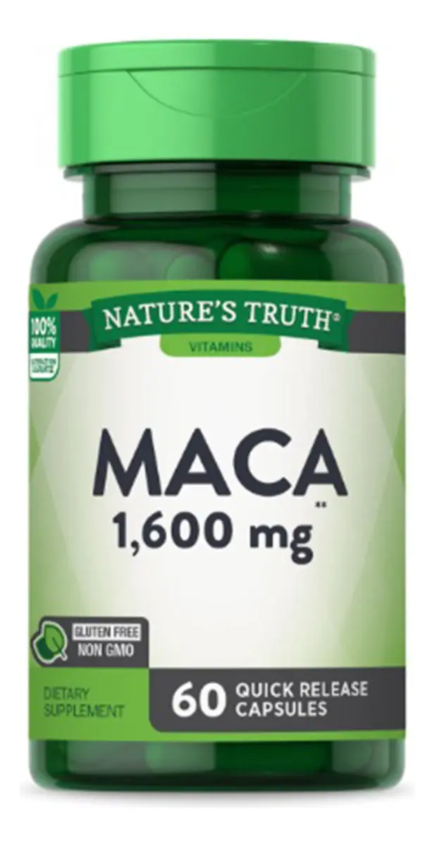 Maca Natures Truth 1600mg 60 Cápsulas Energizantes y Hormonales