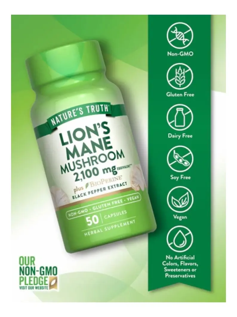 Melena De Leon 2100mg Natures Truth 50 Capsulas
