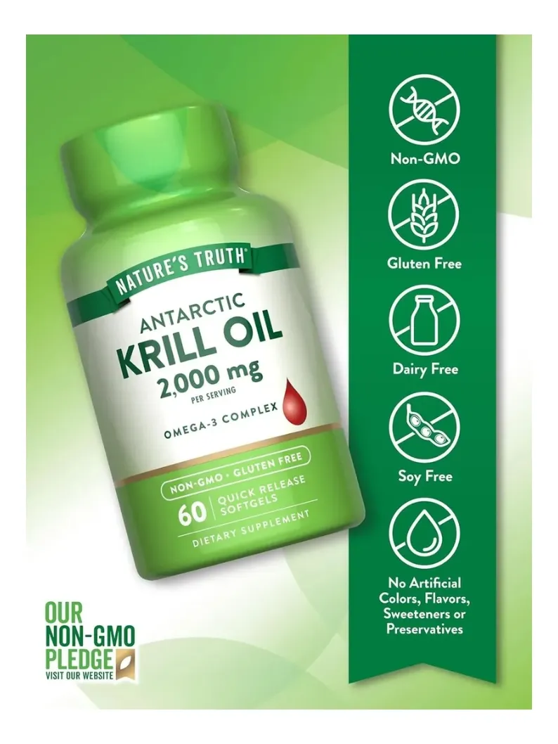 Aceite De Krill Omega 3 2000mg Natures Truth 60 Capsulas