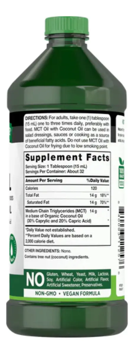 Aceite Mct Oil Líquido 14 G Formula Keto 473 Ml Sabor Sin Sabor