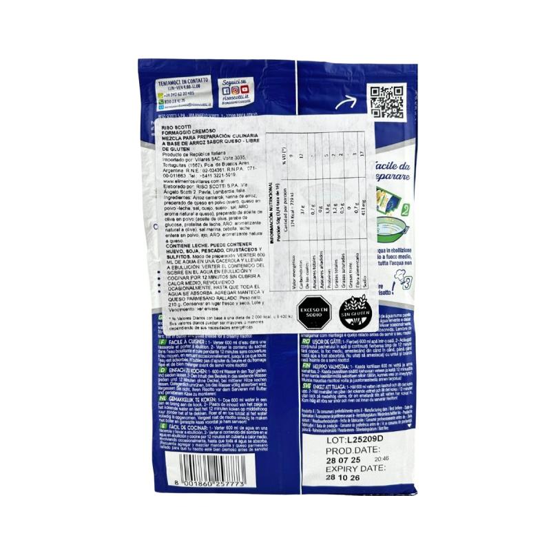 Risotto Con Queso Cremoso Sin Gluten 210 G Scotti