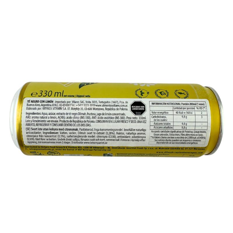 Ice Tea Te Negro De Ceylon Limon Bebible Dilmah 330ml