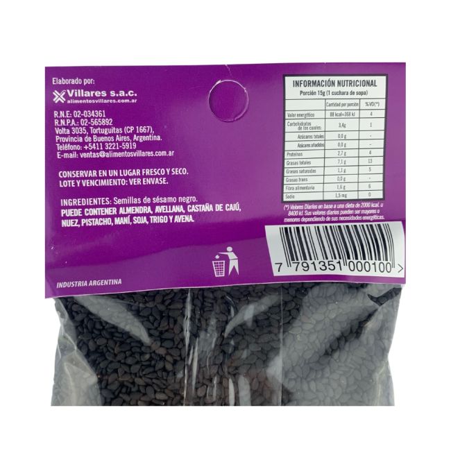 Semilla de Sesamo Negro x 100 g El Peoncito