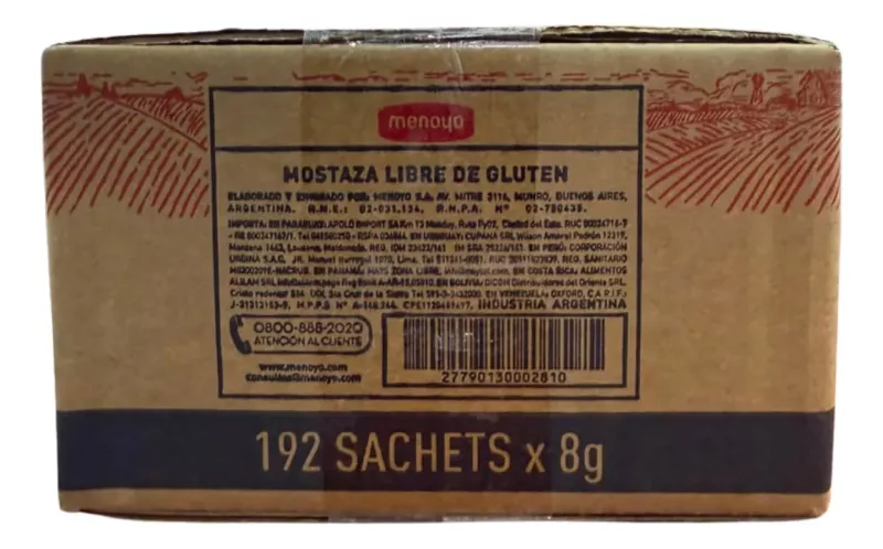 Mostaza Menoyo X Caja 192und X 8gr Libre Gluten Restaurantes