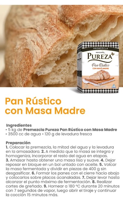 PAN RUSTICO CON MASA MADRE PUREZA 5 K