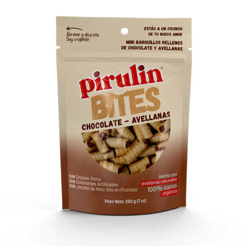 CAJA DE PIRULIN BITES CHOCO-AVELLANAS 12unds X 200GR