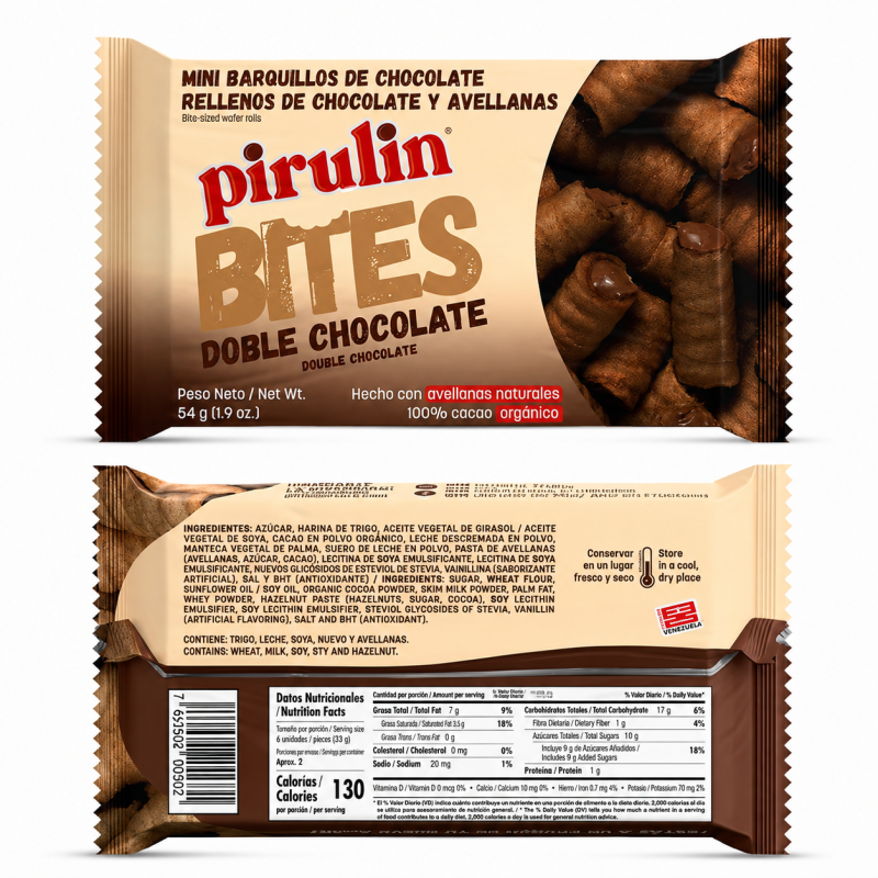 DISPLAY PIRULIN BITES 12UNDS X 54GR DOBLE CHOCOLATE