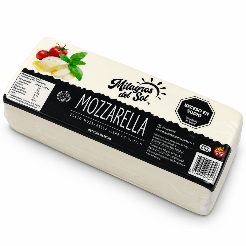 QUESO MOZZARELLA MILAGROS DEL SOL X BARRA PREMIUM PRECIO X KILO