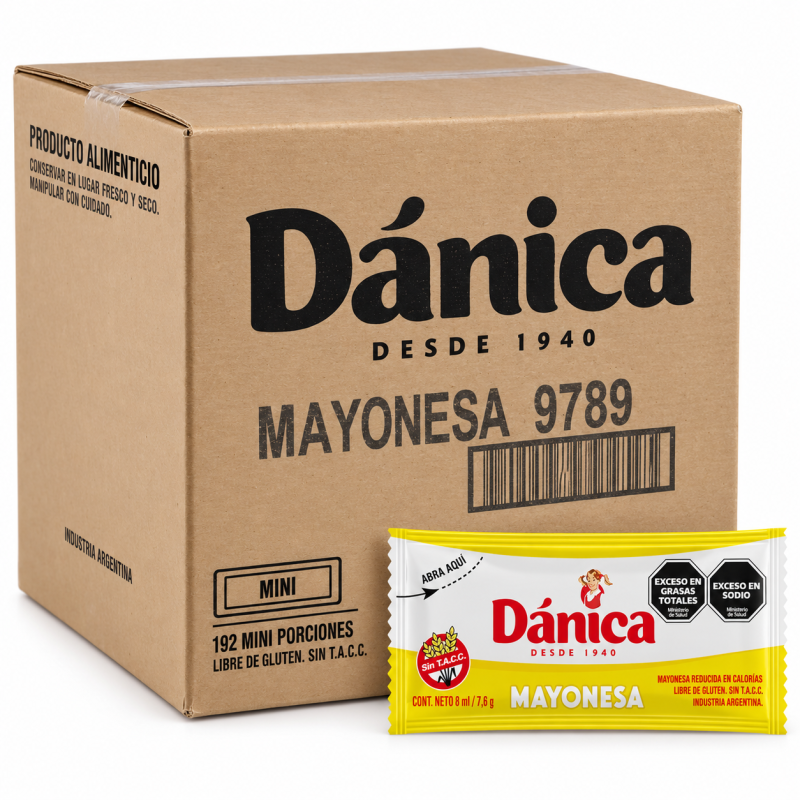 Mayonesa Danica X 8ml Individual Sobres Caja X 192 U