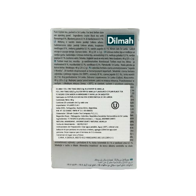 TE DILMAH BLUEBERRY Y VAINILLA X20 SAQ 40G