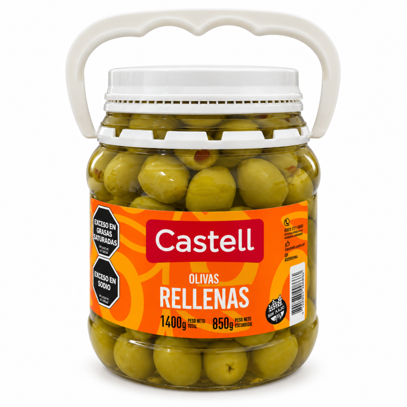 Aceitunas Rellenas Castell – 1,4 kg Caja de 4 unds