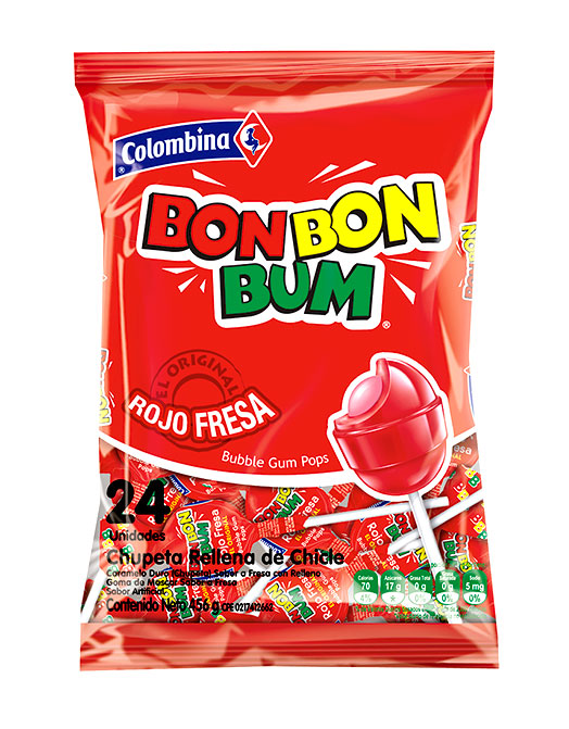 CHUPETA BON BON BUM PAQ 24 UND FRUTILLA