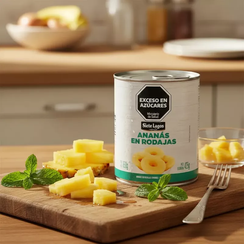 Anana En Almibar En Rodajas Siete Lagos 850 Gr Bolivia