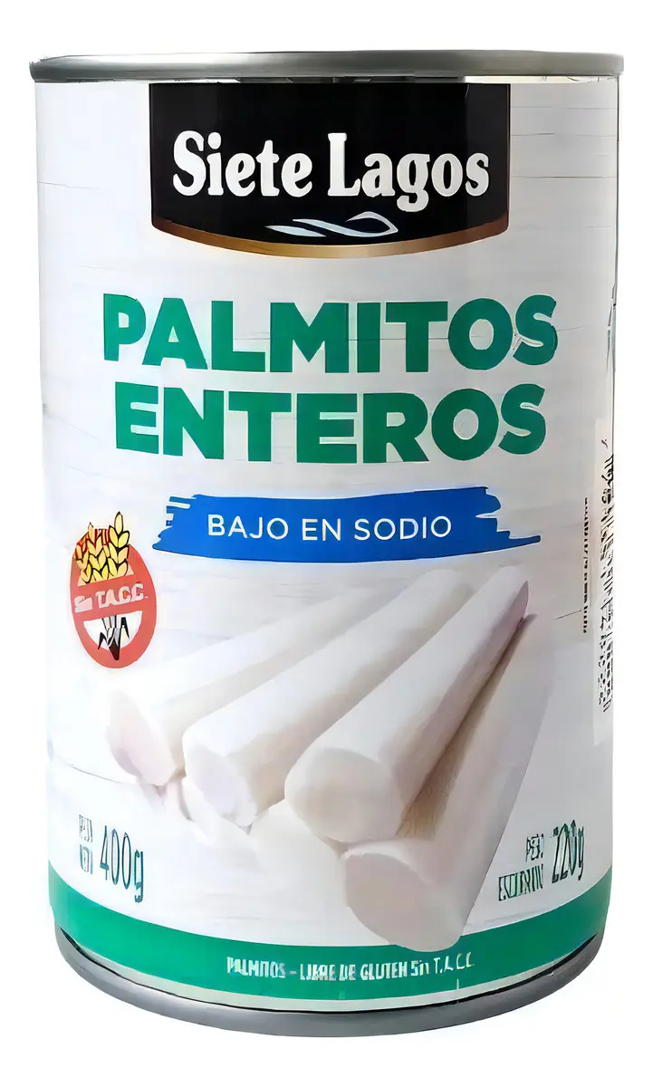 Palmitos Enteros Siete Lagos Bajo Sodio Sin Tacc X 400 G