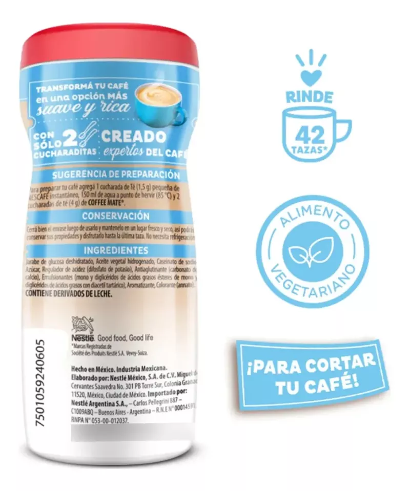 COFFEE MATE SUAVE 170G X UND