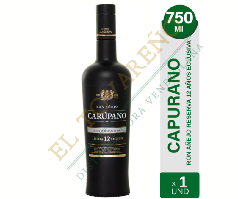 RON AÑEJO CARUPANO RESERVA 12 EXCLUSIVA DE 0,750ML