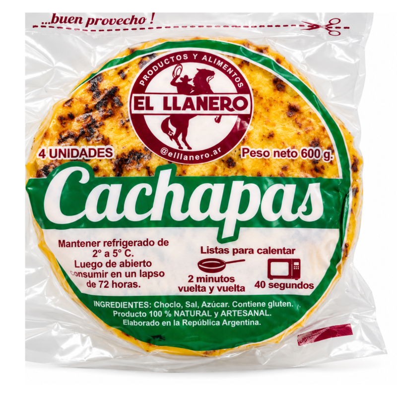Pack de 6 bolsas de Cachapas de El Llanero – cada bolsa contiene 4 Unidades (600 g)