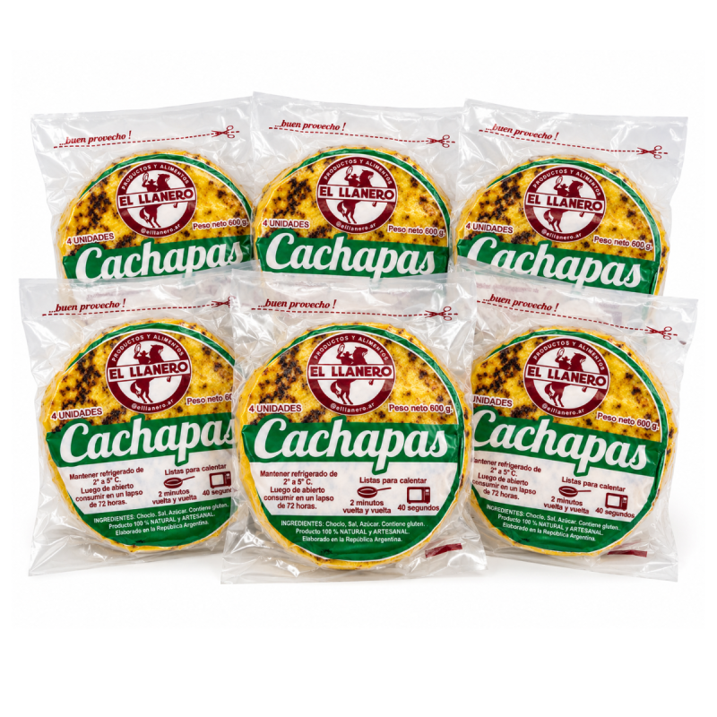 Pack de 6 bolsas de Cachapas de El Llanero – cada bolsa contiene 4 Unidades (600 g)