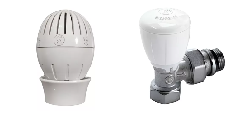 VALVULA ESCUADRA TERMOSTATIZABLE GIACOMINI + CABEZAL