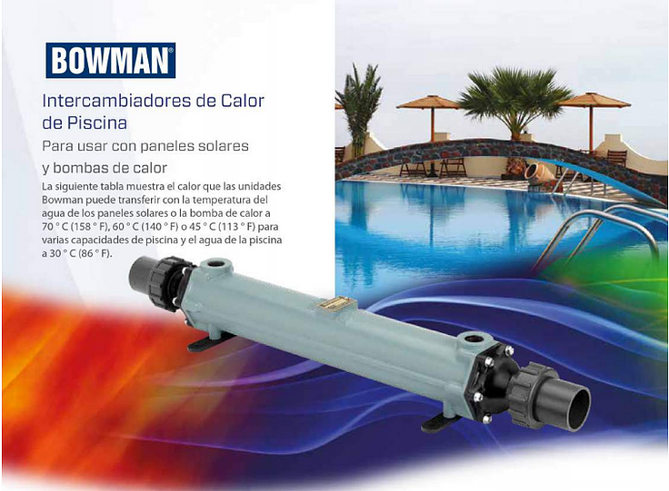 INTERCAMBIADOR DE CALOR BOWMAN PARA PISCINA 50.000 LTS EC80 ACERO INOXIDABLE