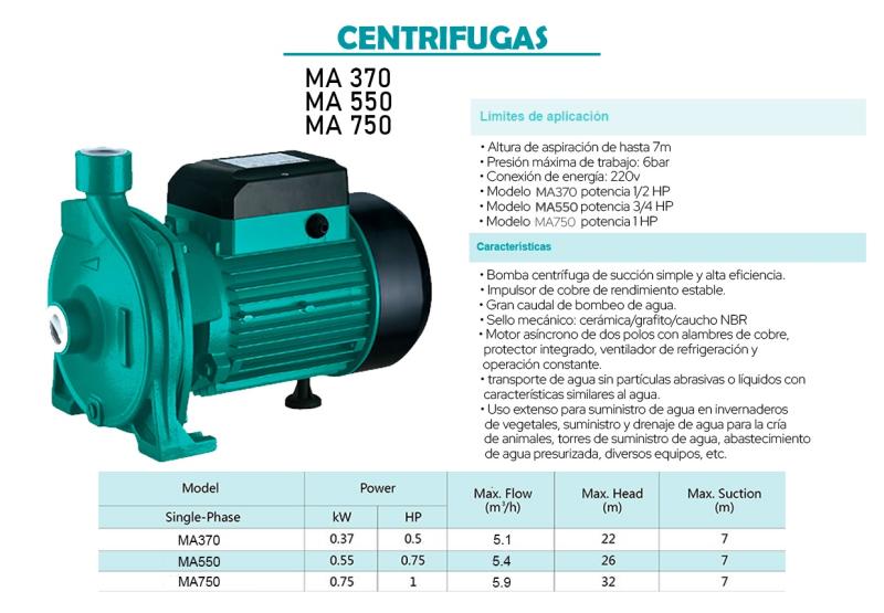 BOMBA SHIMGE CENTRIFUGA 1HP MA750