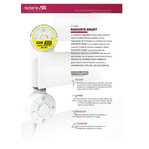 RADIADOR ELECTRICO MILANO 500 W NEGRO Y CROMADO