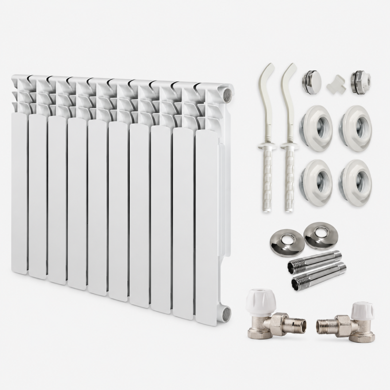 COMBO RADIADOR BIMETALICO 500 REHAU X 2 ELEMENTOS + KIT COMPLETO