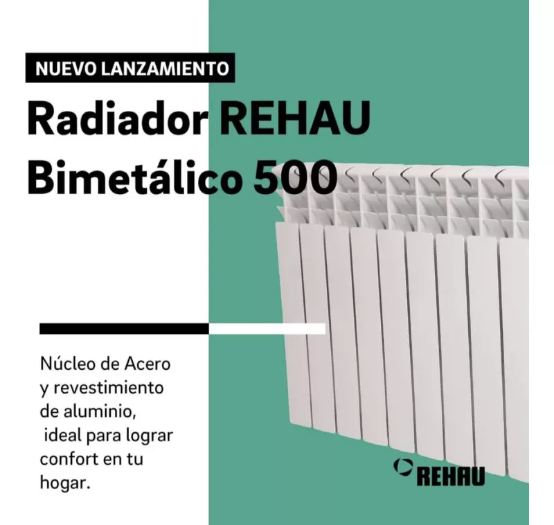 COMBO RADIADOR BIMETALICO BLANCO 500 REHAU X 6 ELEMENTOS + KIT COMPLETO