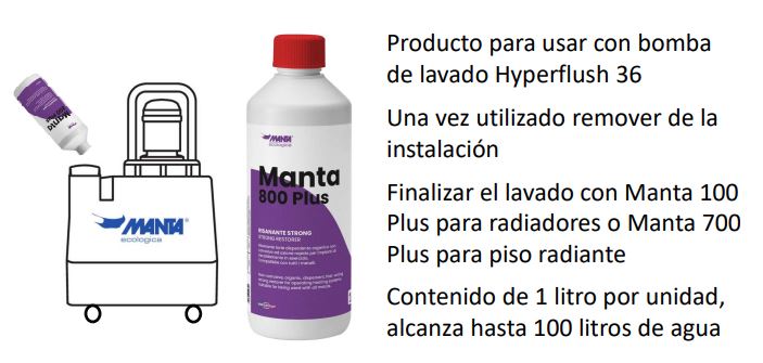 LIQUIDO MANTA 800 PLUS PARA LAVADO DE INSTALACIONES CON BOMBA 1000 ML
