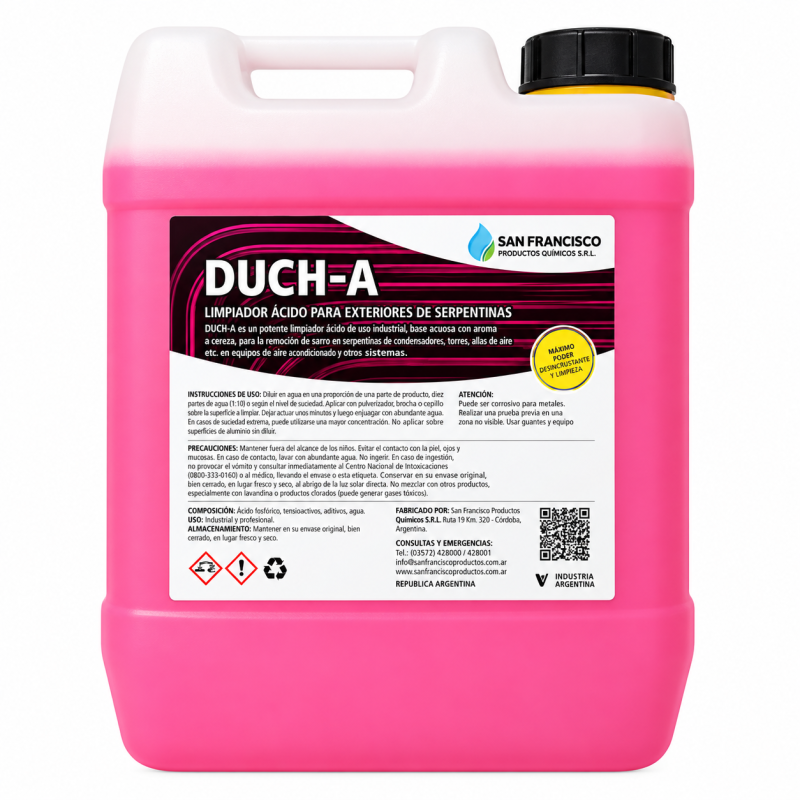 LIQUIDO DE LIMPIEZA ACIDA PARA RESIDUOS DE HUMEDAD , MOHO ETC SERPENTINA AIRE ACONDICIONADO X 5LITROS
