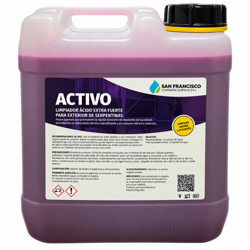 LIQUIDO DE LIMPIEZA ACIDO ACTIVO SERPENTINA AIRE ACONDICIONADO X 5 LITROS