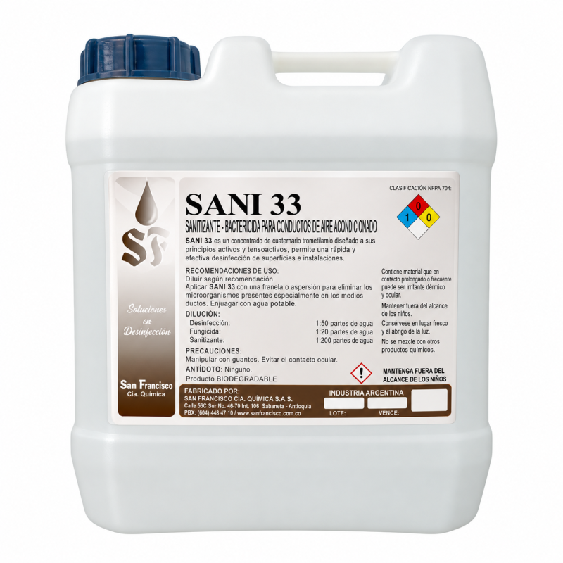 LIQUIDO DE LIMPIEZA DESINFECCION SIN AROMA DE BACTERIAS PARA SALIDAS DE CONDUCTOS DE AIRE ACONDICIONADO X 5 LITROS