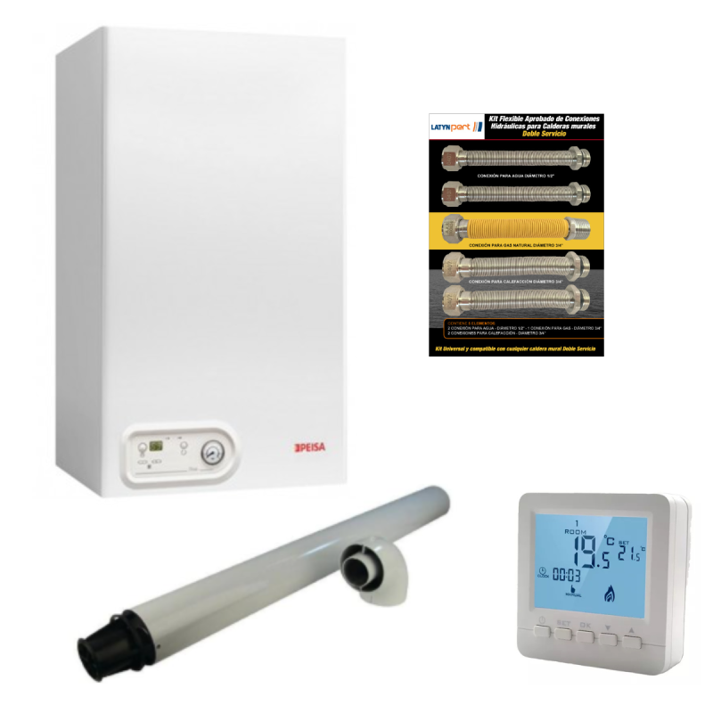 COMBO CALDERA PEISA DIVA 32 DUAL (TERMOSTATO + FLEXIBLE)