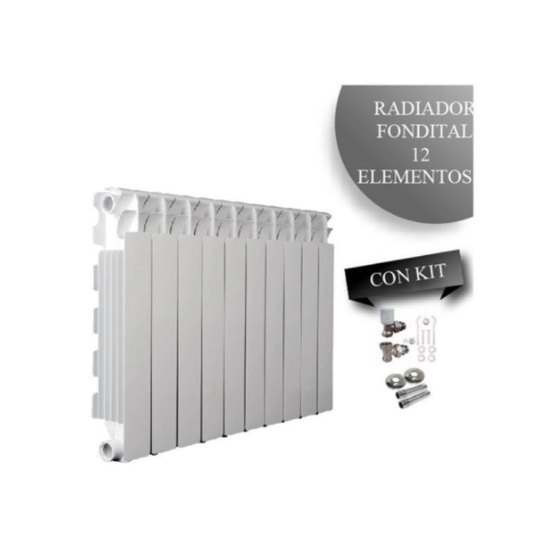 COMBO RADIADOR FONDITAL 500 REHAU X 12 ELEMENTOS + VALVULA + NIPLE + ROSETA + BLISTER