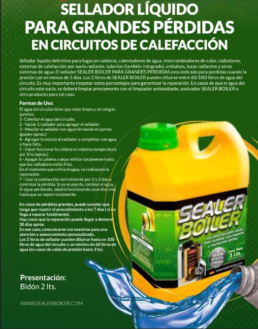 LIQUIDO SELLADOR SEALER BOILER PARA PERDIDAS X 2LT